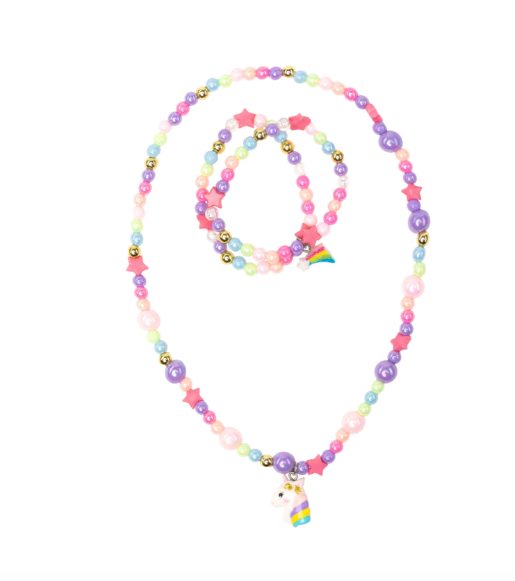 Cheerful Starry Unicorn Necklace & Bracelet Set