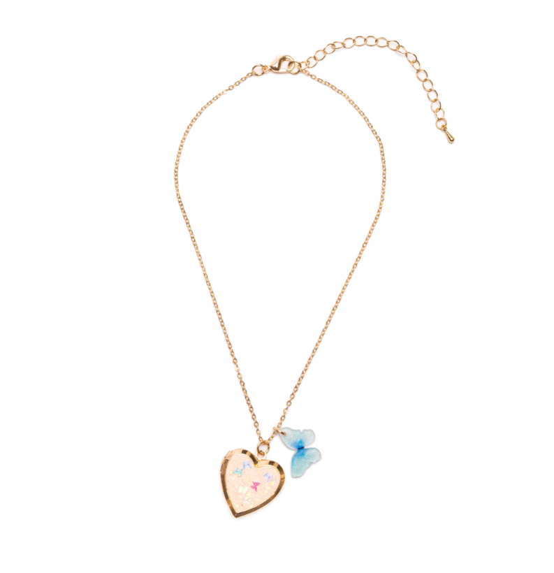 Butterfly Heart Locket Necklace