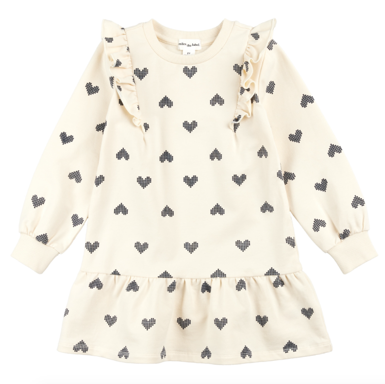 Heart Long Sleeve Print Dress
