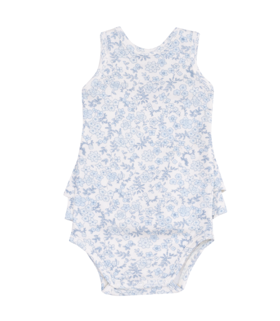 Ruffle Tank Bubble | Blue Calico Floral
