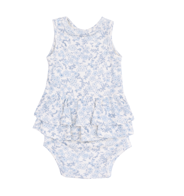 Ruffle Tank Bubble | Blue Calico Floral