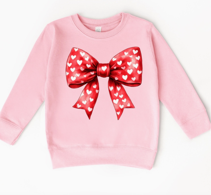Red Heart Bow Sweatshirt | Pink