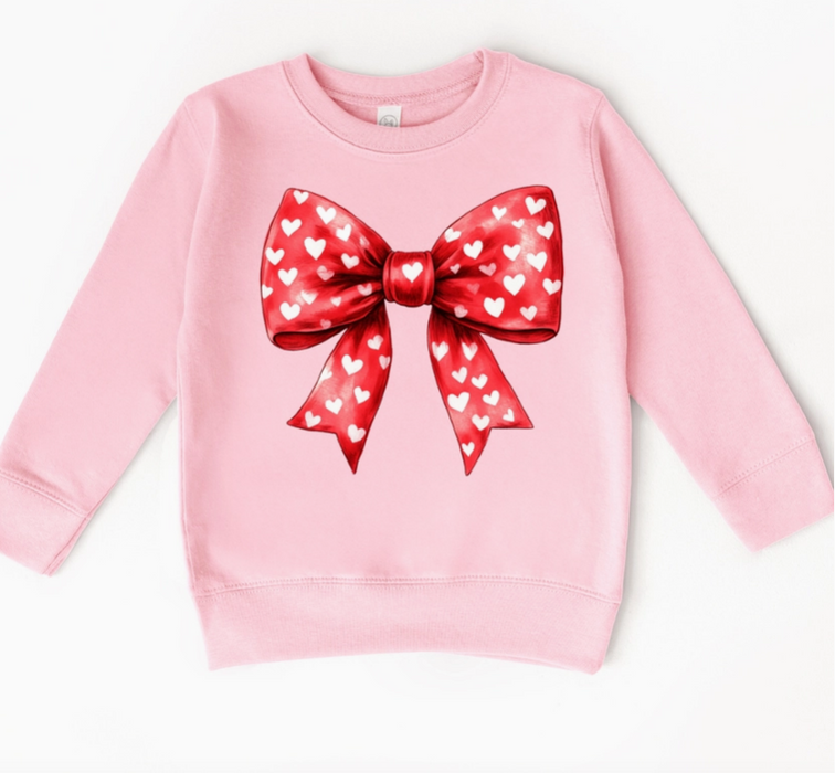 Red Heart Bow Sweatshirt | Pink
