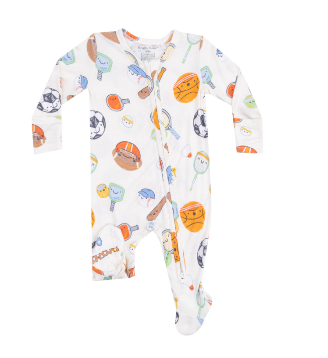 Two Way Zipper Footie | Cream Sports Ball Friends