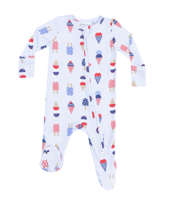 Two Way Zipper Footie | Blue American Ice Cream