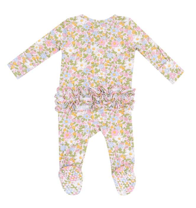 Two Way Ruffle Zipper Footie | Bubbly Baby Calico