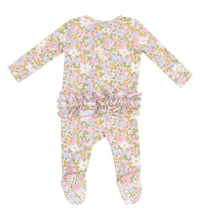 Two Way Ruffle Zipper Footie | Bubbly Baby Calico