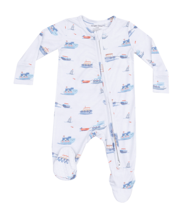 Two Way Zipper Footie | Bubbly Tugboats