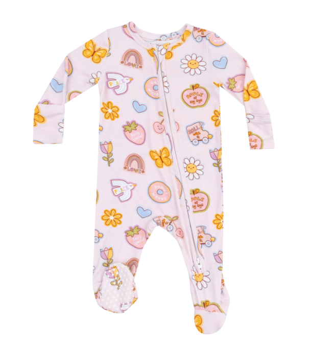 Two Way Zipper Footie | Pink Groovy Vibes Stickers