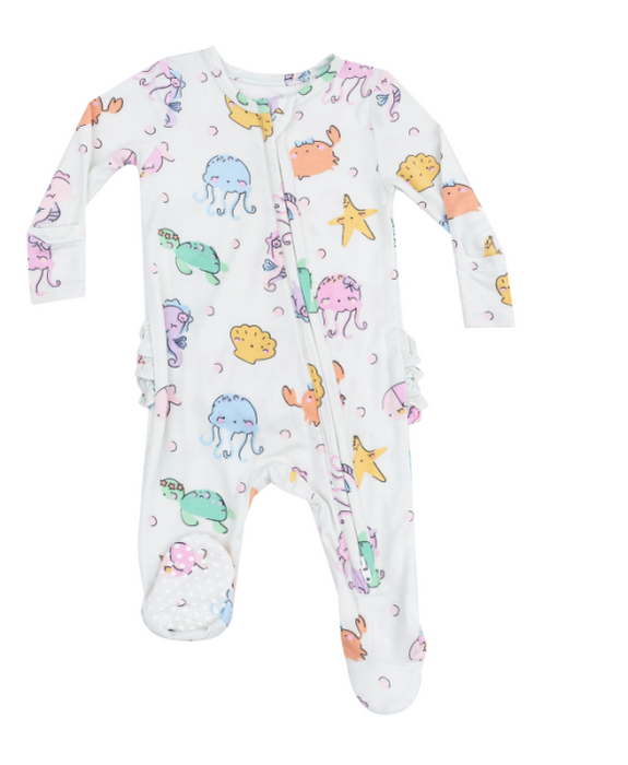 Two Way Ruffle Zipper Footie | Cute Sea Creatures
