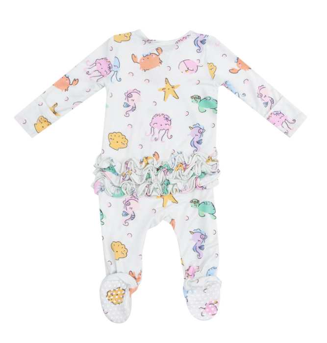 Two Way Ruffle Zipper Footie | Cute Sea Creatures