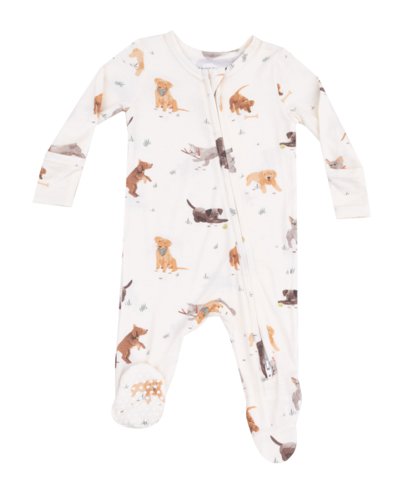 Two Way Zipper Footie |  Watercolor Puppies
