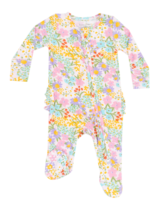 Two Way Ruffle Zipper Footie | Amelia Floral