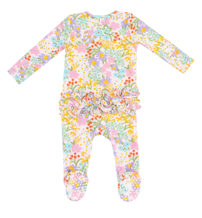 Two Way Ruffle Zipper Footie | Amelia Floral