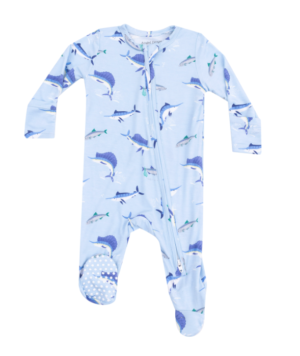 Two Way Zipper Footie | Blue Deep Sea Fishing