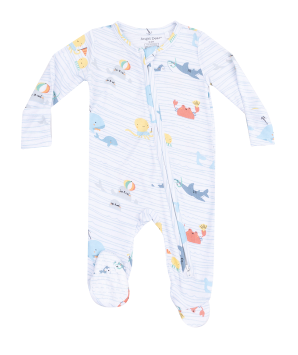 Two Way Zipper Footie | Sea Stripes