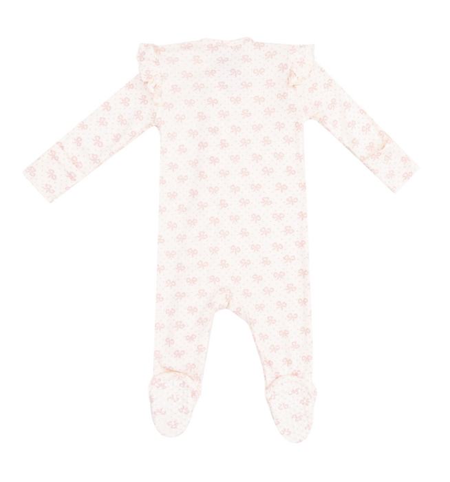 Two Way Ruffle Sleeve Zipper Footie | Vintage Mini Bows