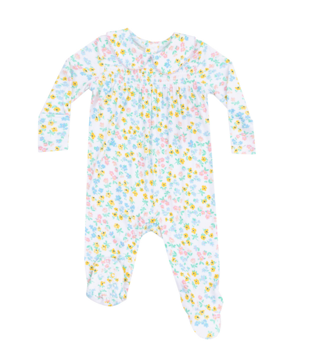 Smocked Peter Pan Footie | Caroline's Calico