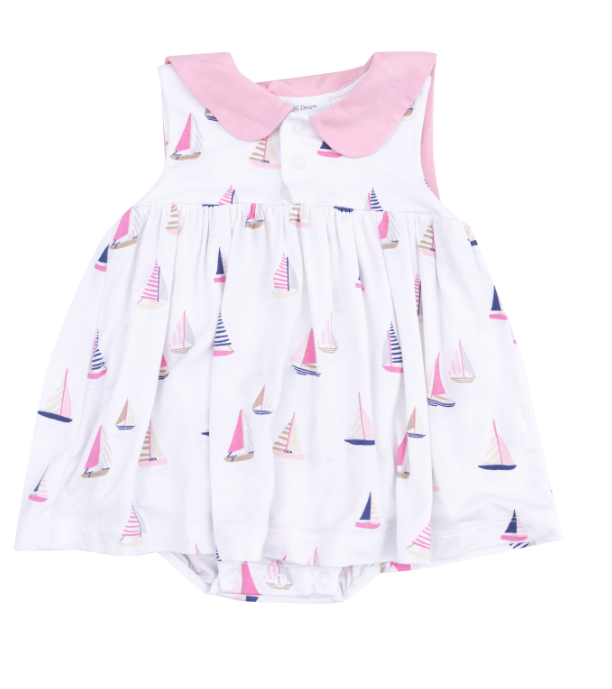 Sailor Bodysuit Dress | Pink Sailboats