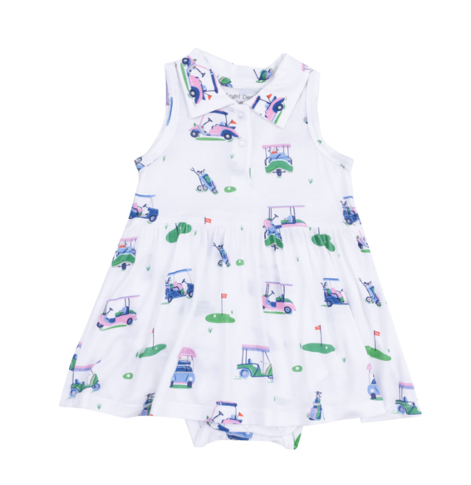 Polo Collar Bodysuit Dress | Pink Vintage Golf Carts