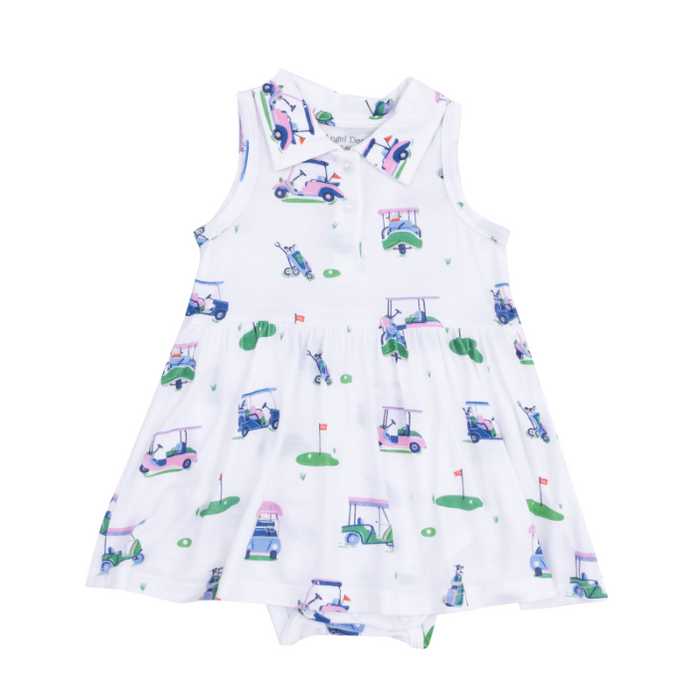 Polo Collar Bodysuit Dress | Pink Vintage Golf Carts