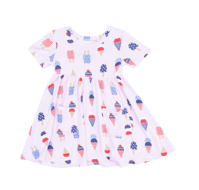 Twirly Short Sleeve Dress | Pink American Ice Cream