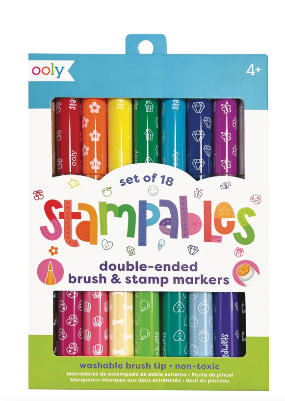Stampables Double-Ended Stamp & Brush Markers (Set of 18)