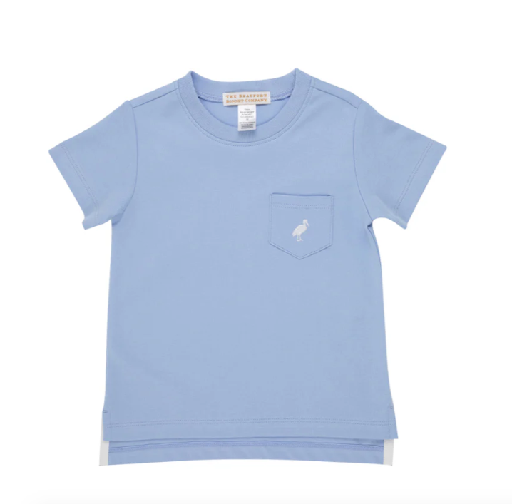 Carter Crewneck | Barbados Blue Worth Avenue White