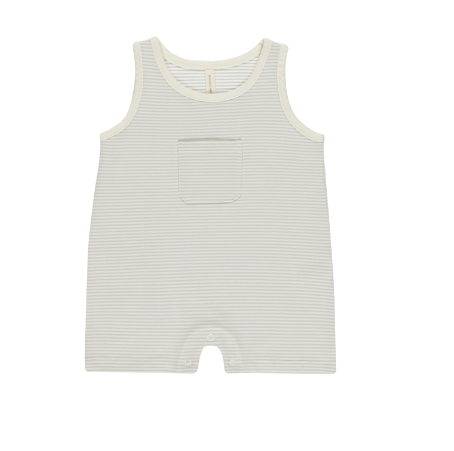 Sleeveless One Piece | Sky Micro Stripe