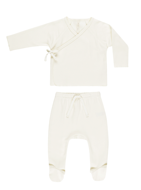 Wrap Top and Footed Pant Set | Ivory