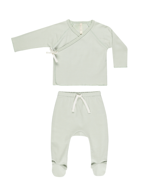 Wrap Top and Footed Pant Set | Mint