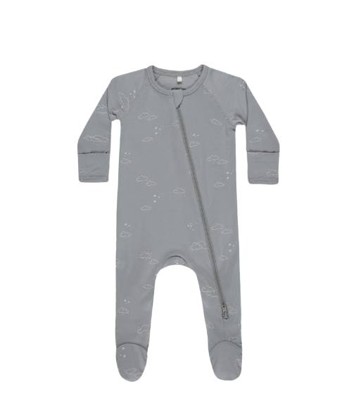 Bamboo Zip Footie | Clouds