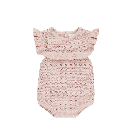 Pointelle Ruffle Romper | Bubblegum