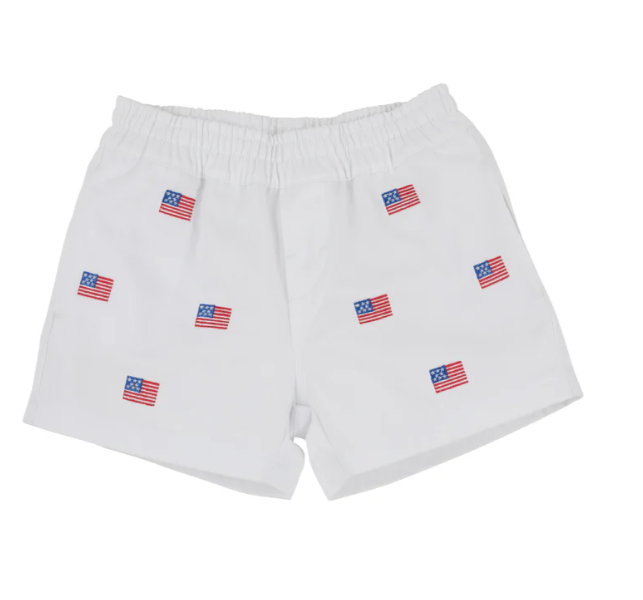 Critter Sheffield Shorts | Worth Ave White w/American Flags