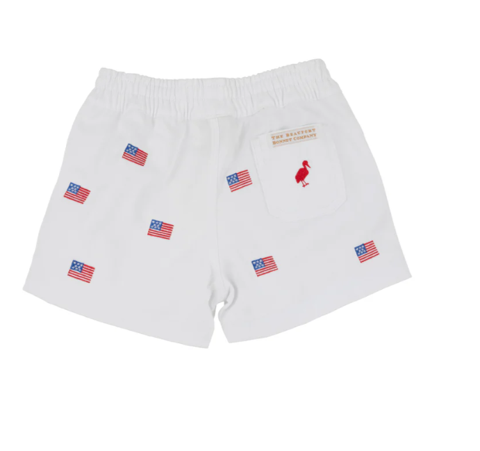 Critter Sheffield Shorts | Worth Ave White w/American Flags