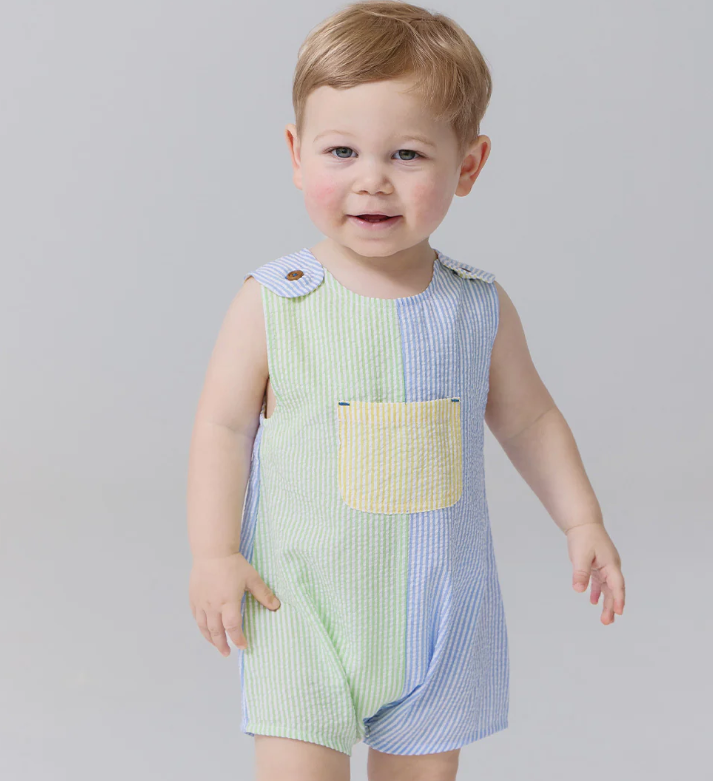 Baby Noah Jumper | Color Block Seersucker