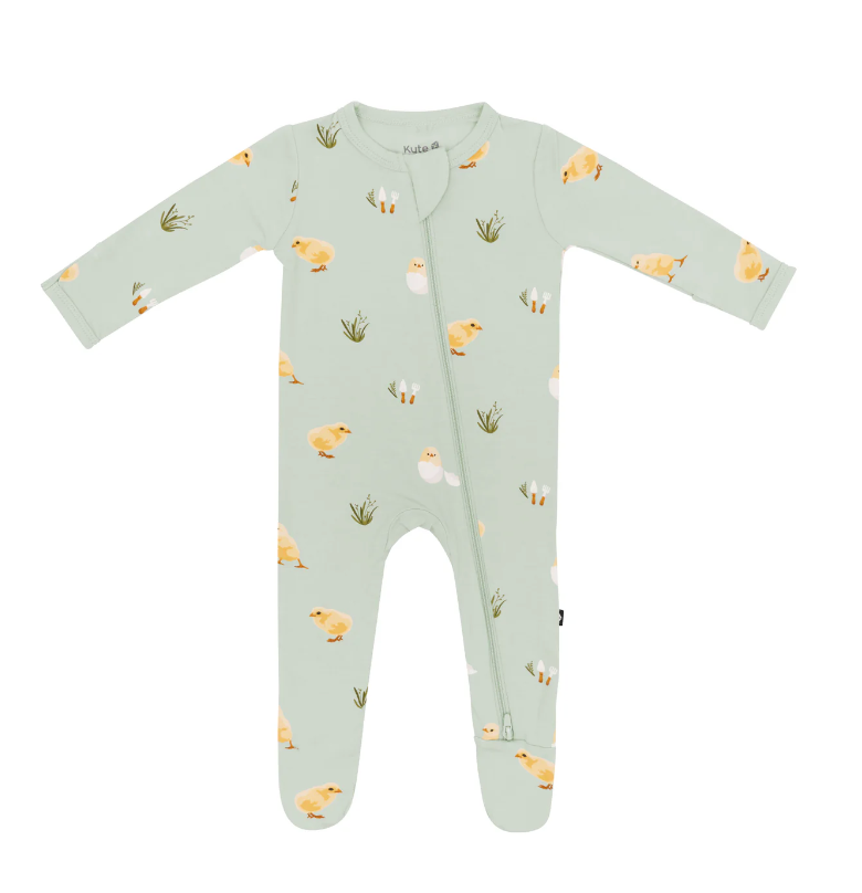 Kyte Zippered Footie | Aloe Chick