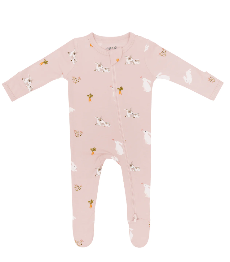 Kyte Zippered Footie | Blush Rabbit