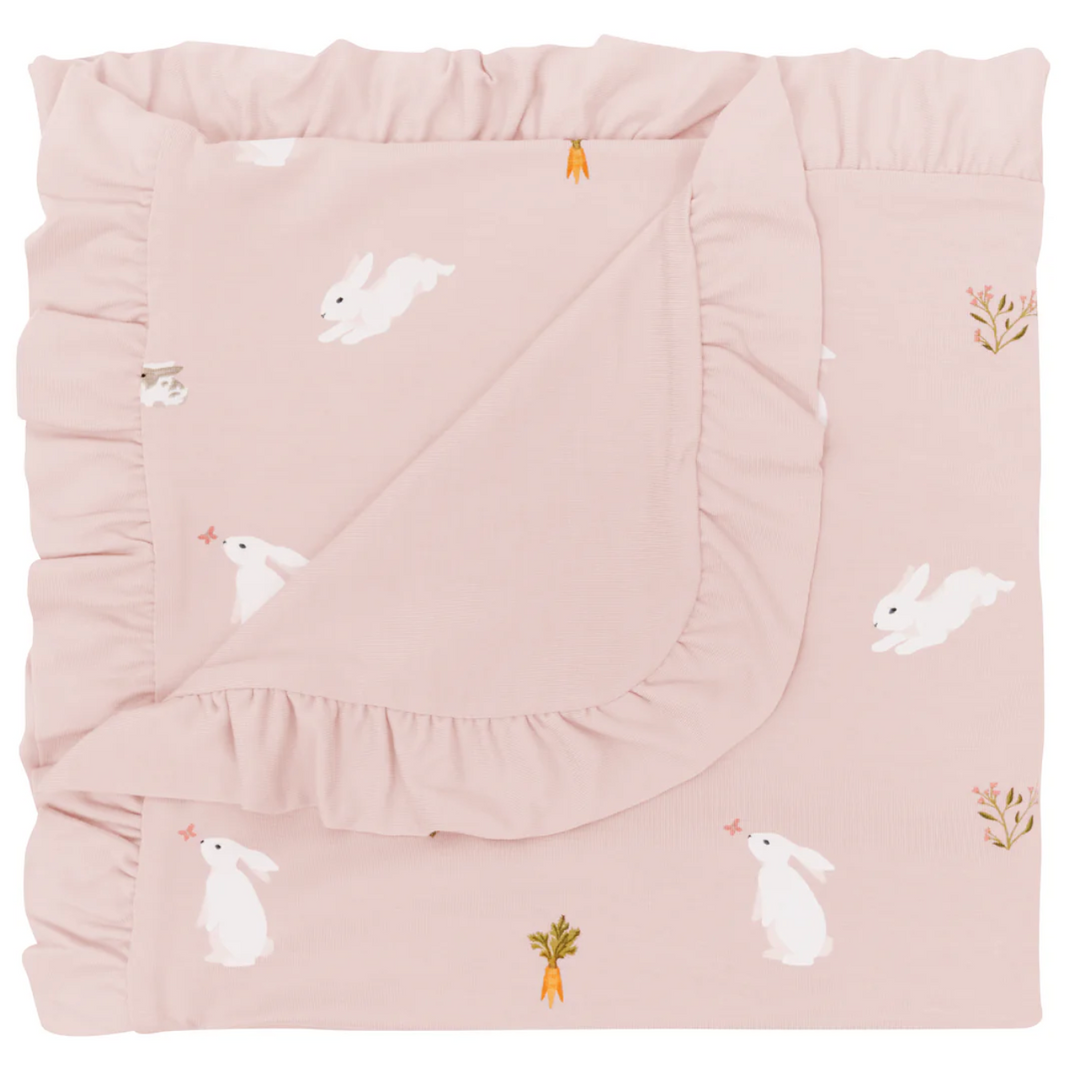 Kyte Ruffle Baby Blanket | Blush Rabbit