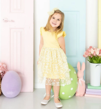 Sunshine Ditsy Daisy Easter Tiered Tutu Dress