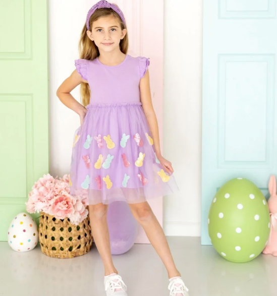 Easter Peeps Flutter Sleeve Tutu Dress