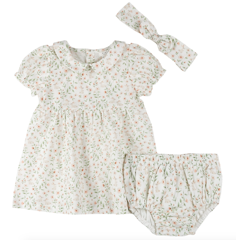 Floral Dress/Bloomer/Headband Set