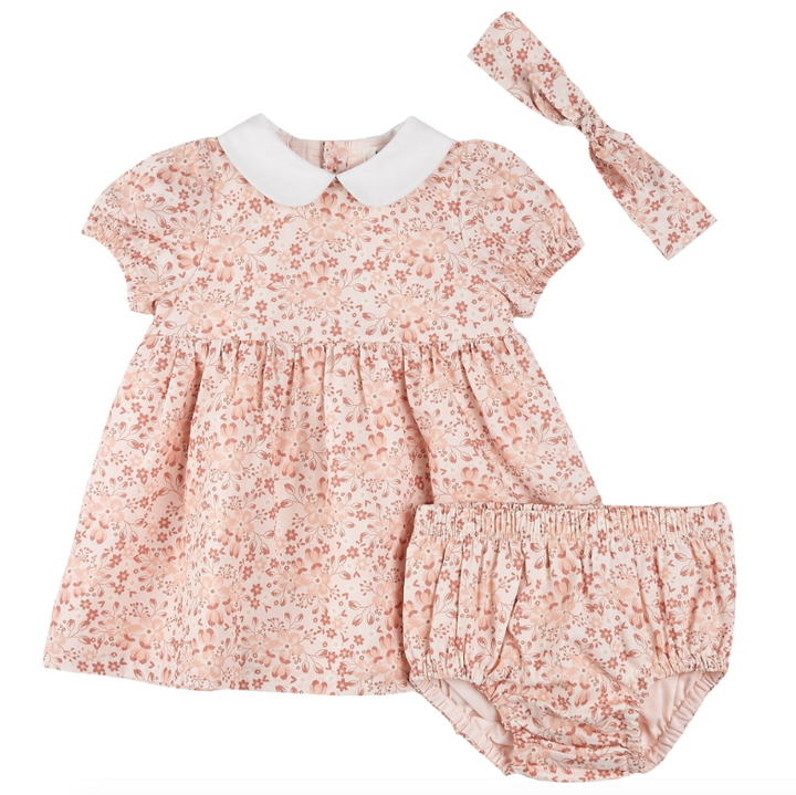 Blush Floral Dress/Bloomer/Headband Set