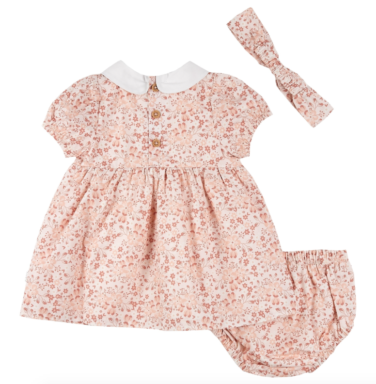 Blush Floral Dress/Bloomer/Headband Set