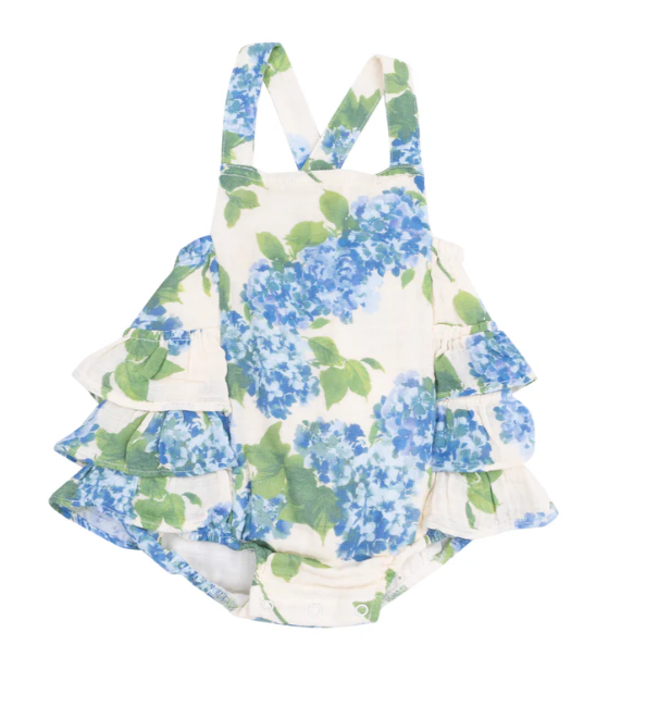 Ruffle Sunsuit | Watercolor Hydrangeas