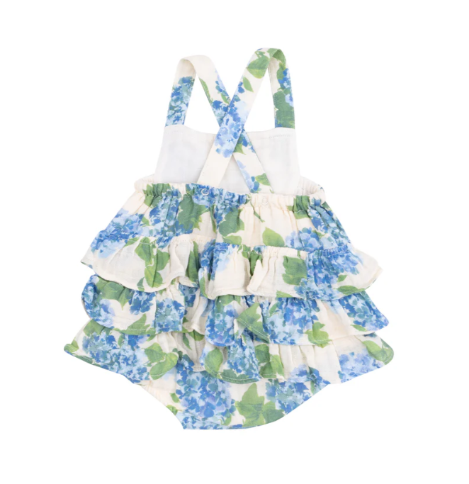 Ruffle Sunsuit | Watercolor Hydrangeas