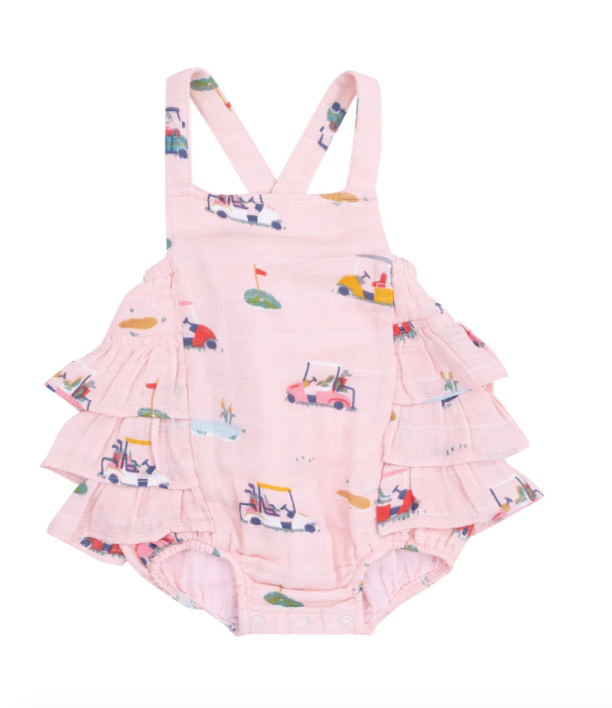 Ruffle Sunsuit | Pink Golf Cart Cuties