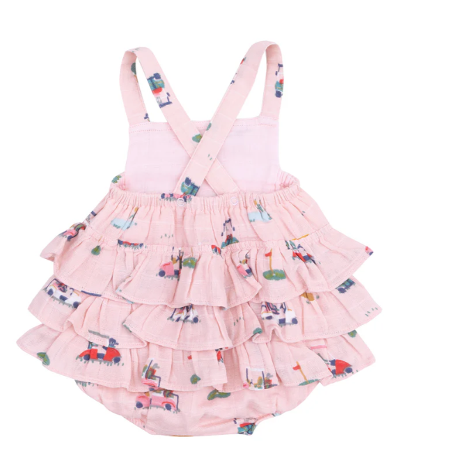 Ruffle Sunsuit | Pink Golf Cart Cuties