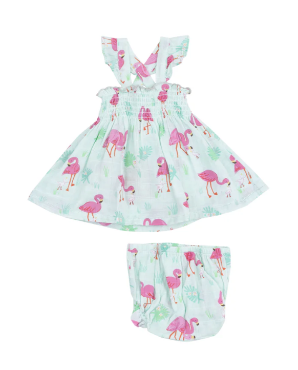 Smocked Top w/Ruffle & Bloomers | Flamingos
