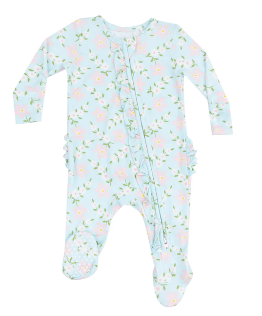 Two Way Ruffle Zipper Footie | Vintage Daisy